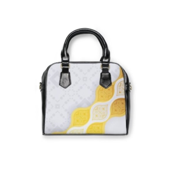 Geometric Gold Wave Shoulder Handbag - Picture 3 of 3